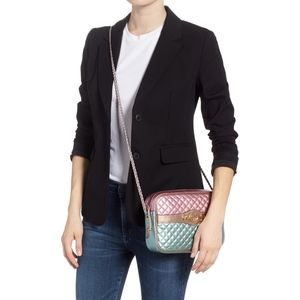 New Authentic GUCCI Small Quilted Metallic Leather Shoulder Bag Small Multicolor